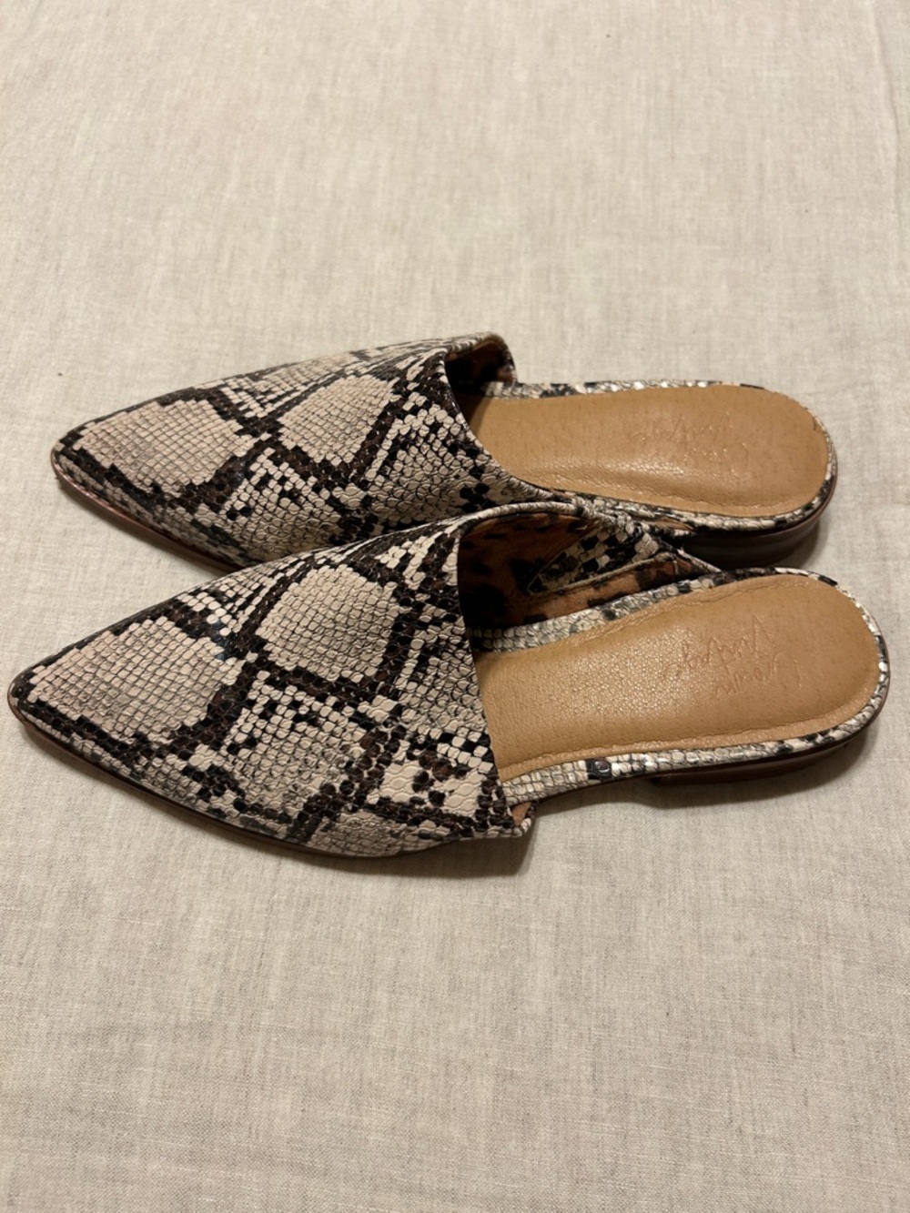 Crown Vintage Macaria Mules in Snakeskin Print